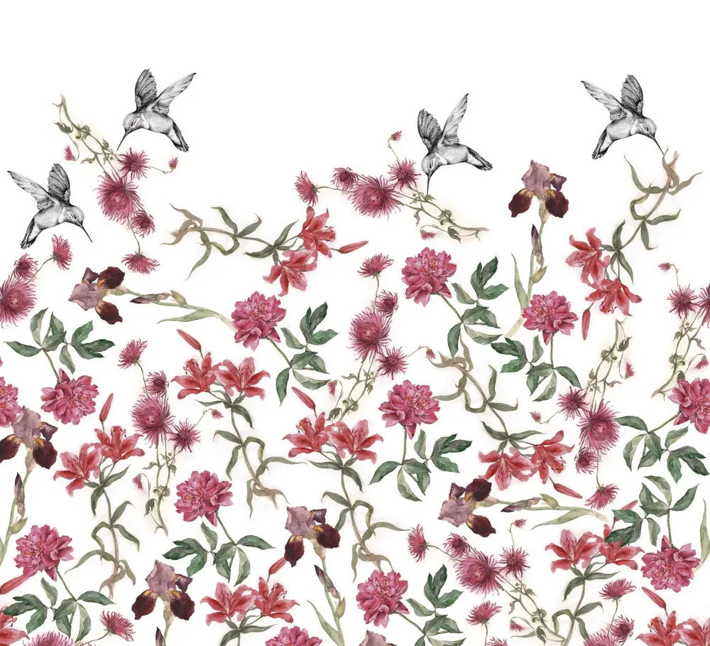 Hummingbirds and flowers