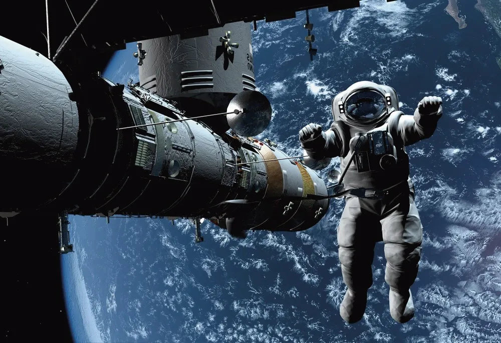 An astronaut in orbit