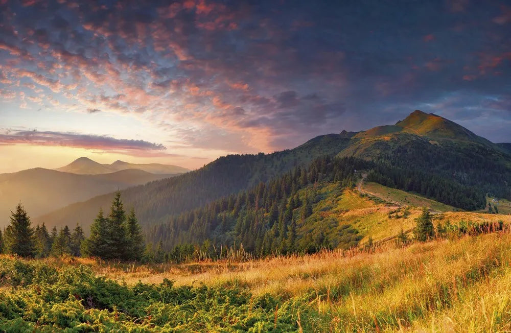 Valley, hills and mountains