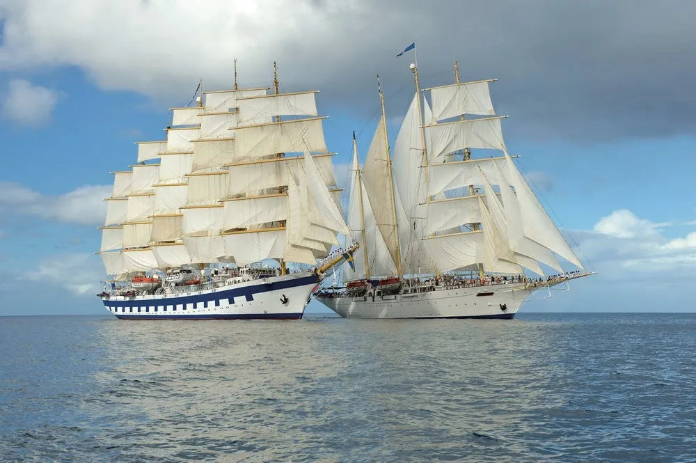 Two sailing frigates