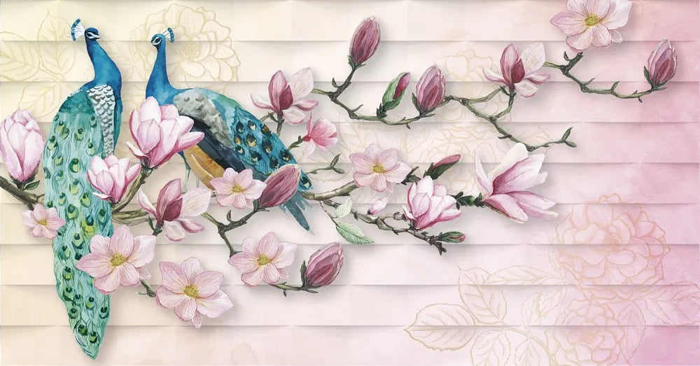 Peacocks and Magnolia 3D