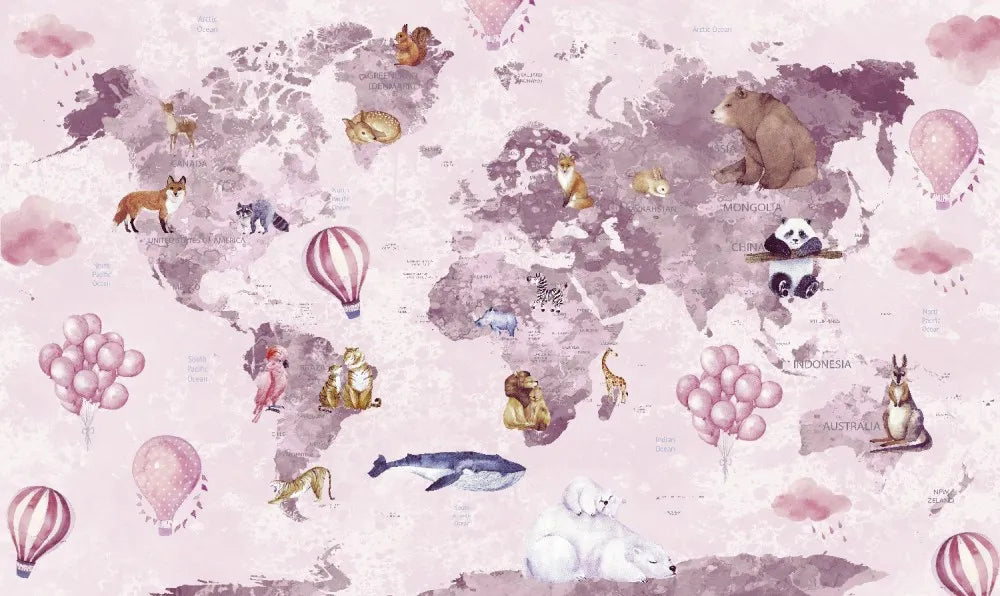 Card, balloons and animals