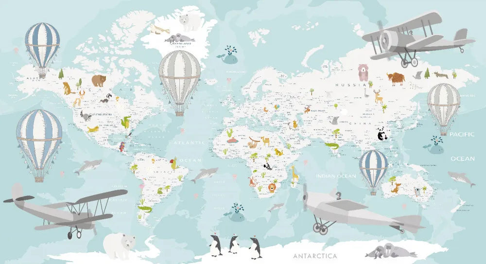 Card with balloons and aircraft