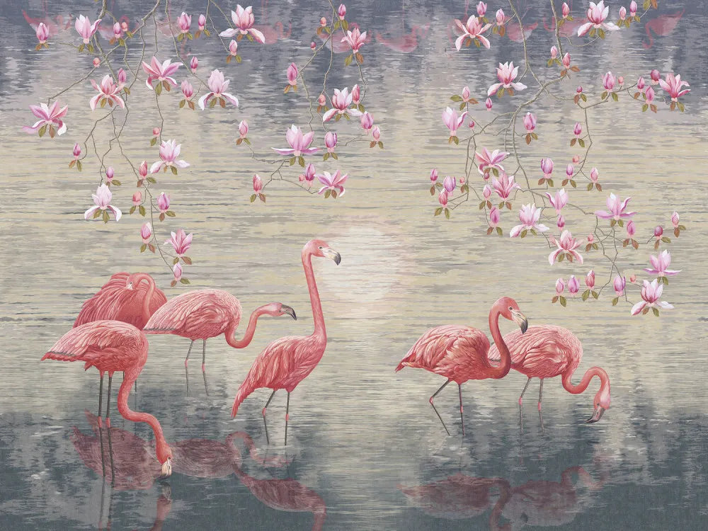 Flamingo by the lake