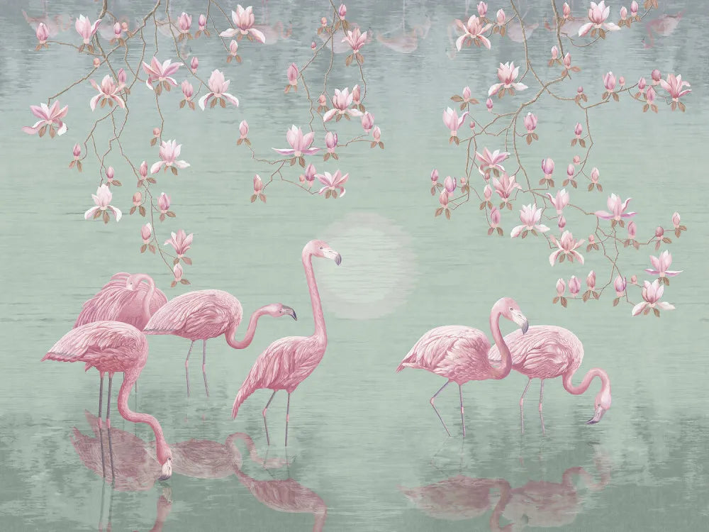 Flamingos in the pond