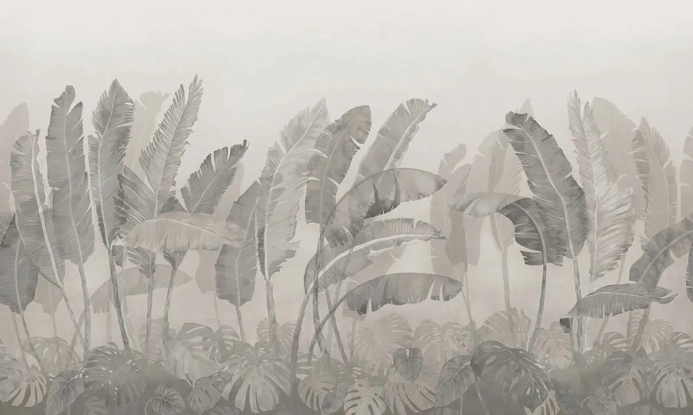 Tropical leaves in the fog