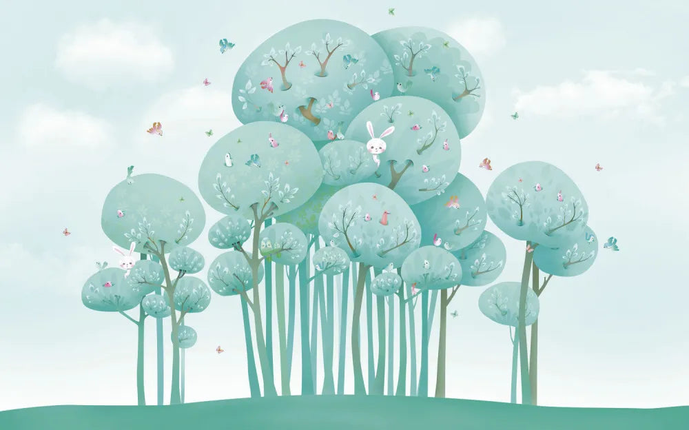 Birds and bunnies in the trees