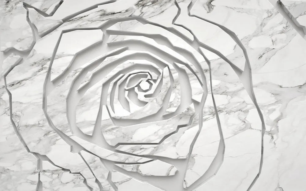 Embossed rose on the marble 3D