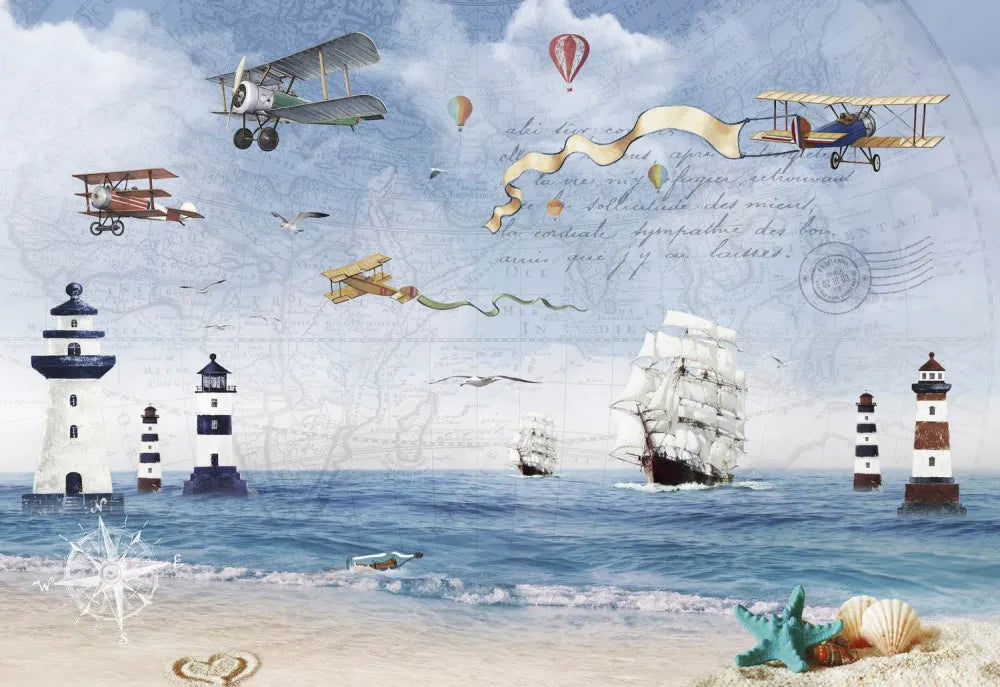 Aircraft over the Bay with the ships