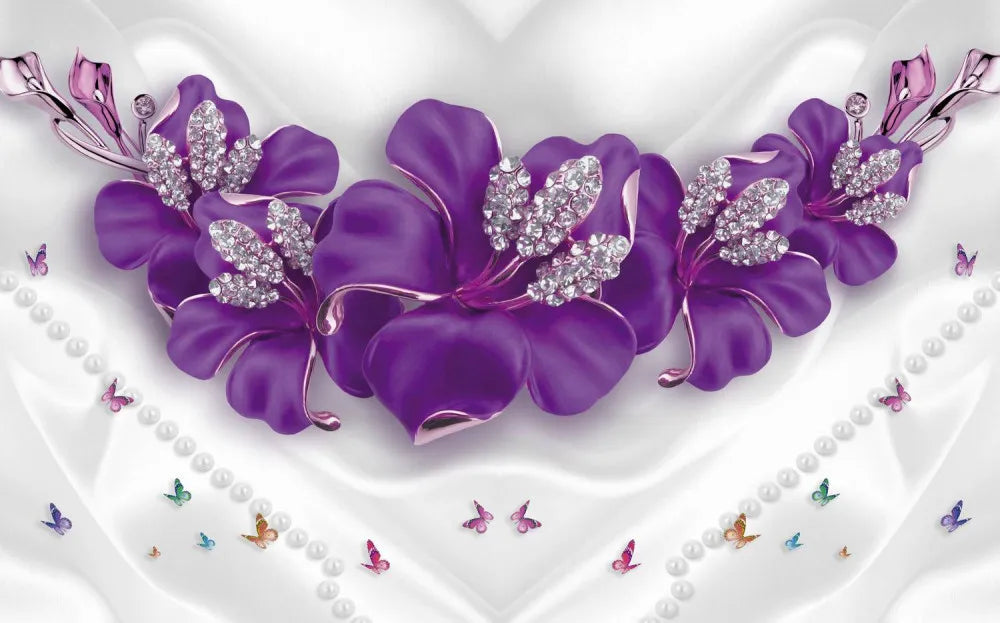 3D precious flowers on the fabric