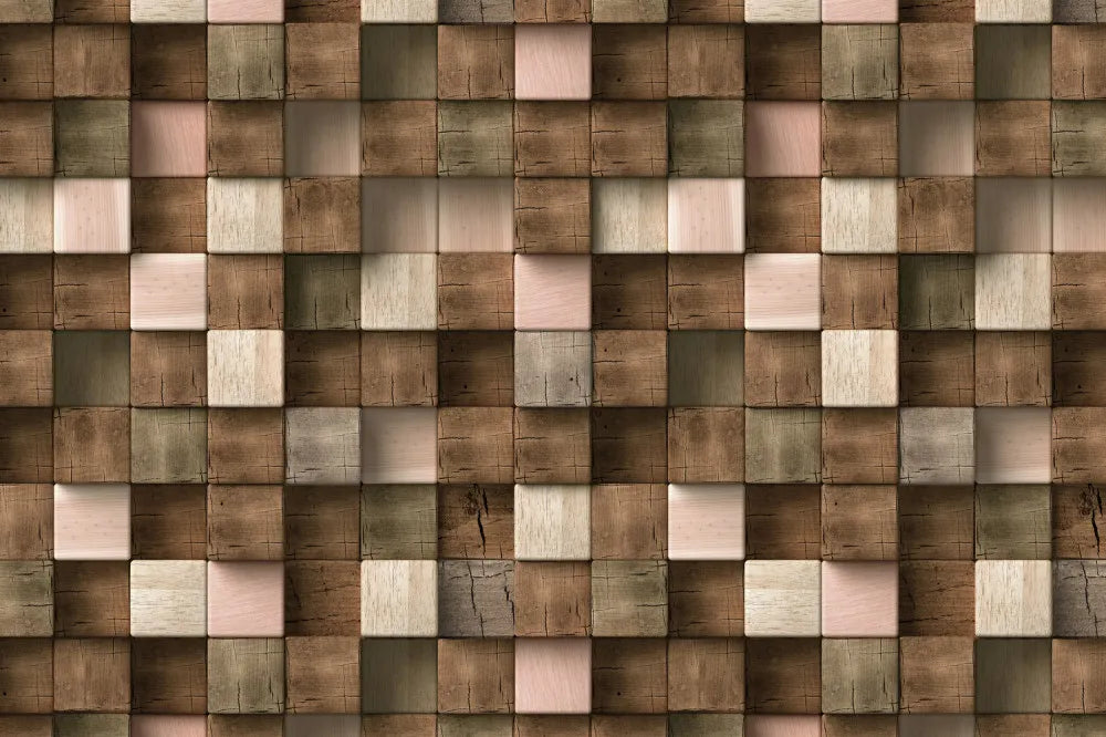 Cubes of wood 3D