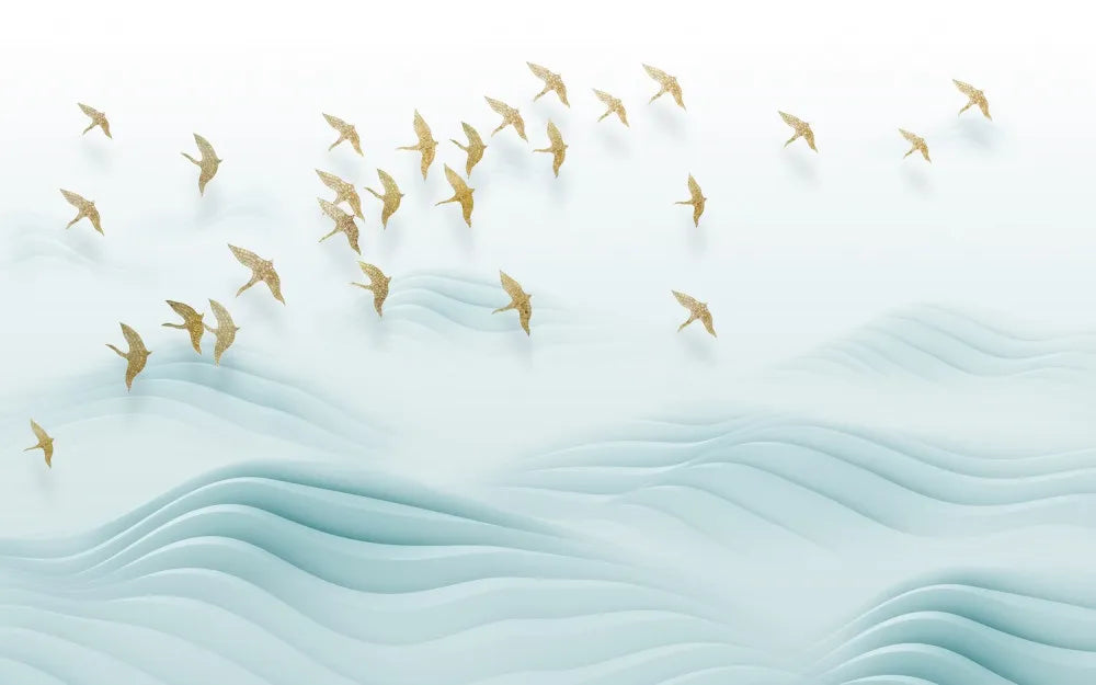 Golden flock of birds