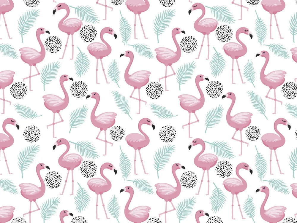 A flock of pink flamingos