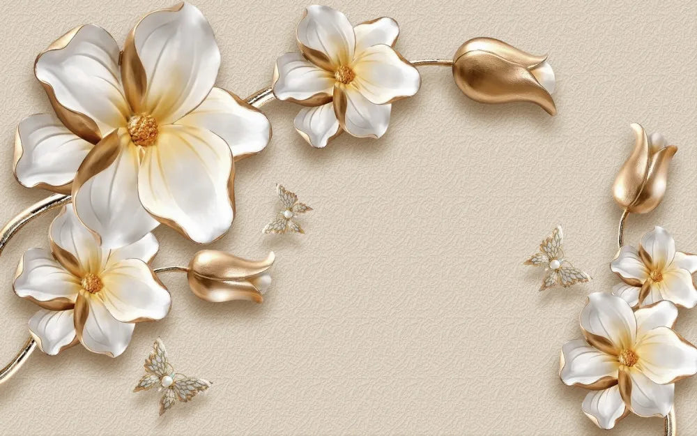 Golden flowers 3D