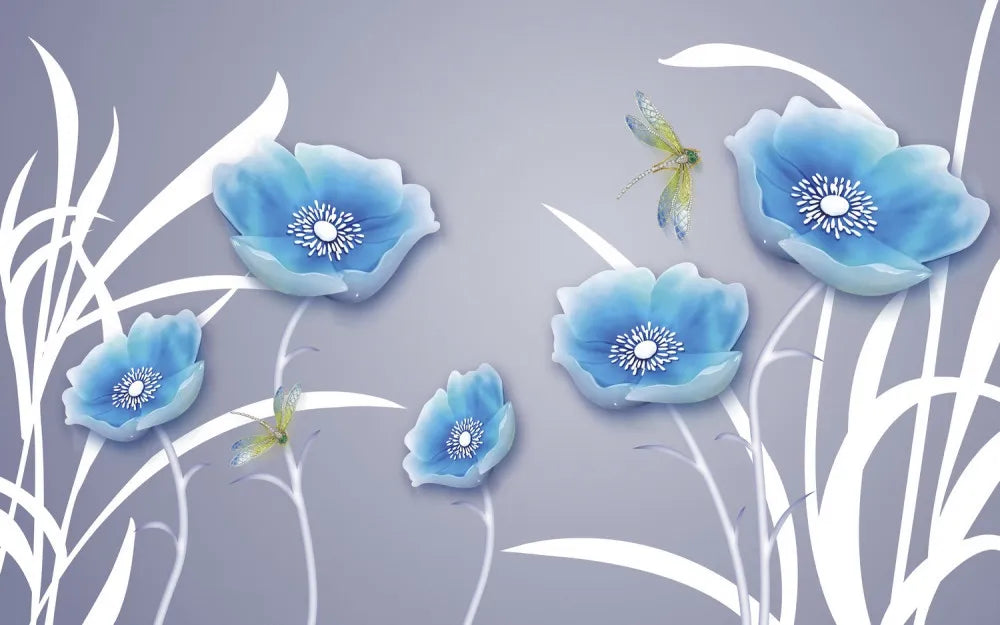 Blue poppies 3D
