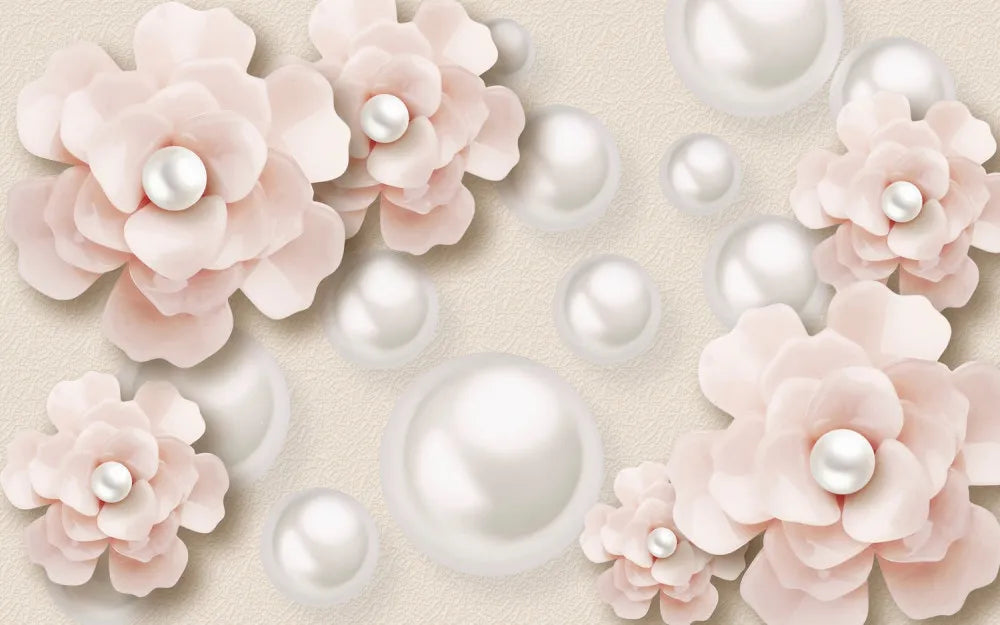 Delicate pink flowers with pearl 3D