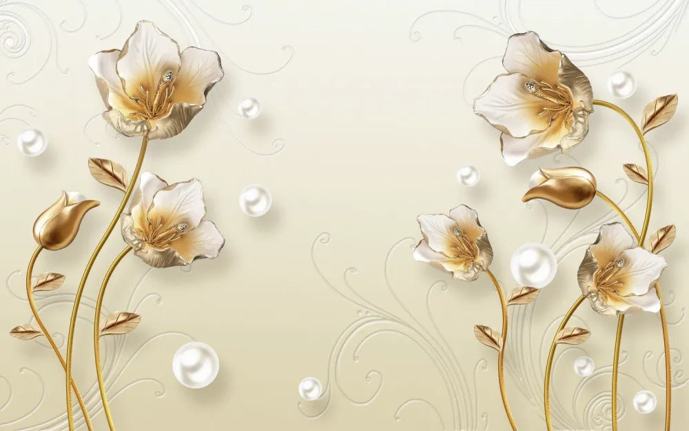 Gold precious flowers 3D