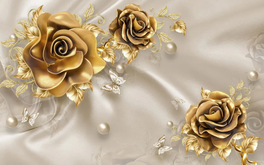 Gorgeous 3D gold roses