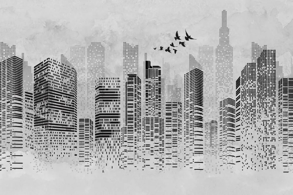 Black and white skyscrapers