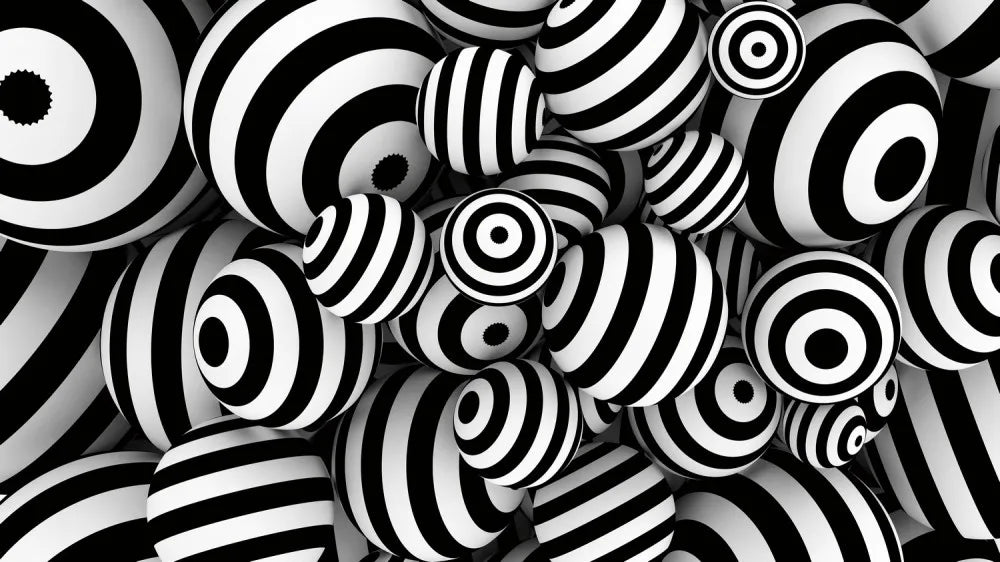 Black and white 3D spheres