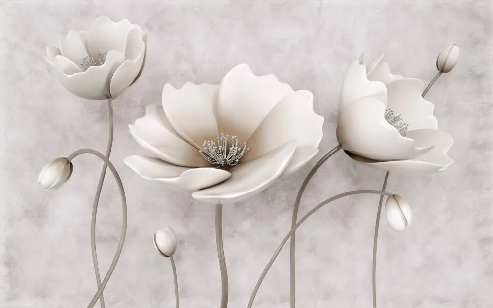 White poppies 3D