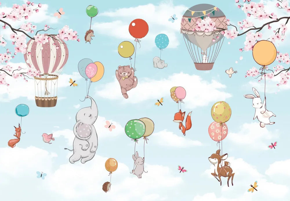 Cute animals on balloons
