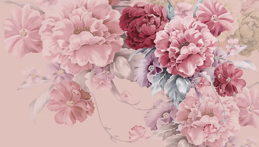 Delicate pink flowers, watercolor