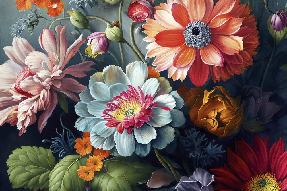 Bright watercolor flowers 3D