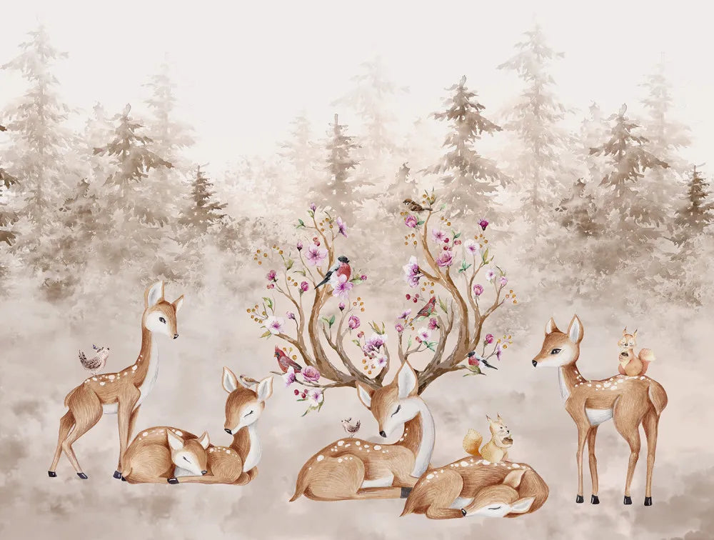 Deer in the forest, watercolor