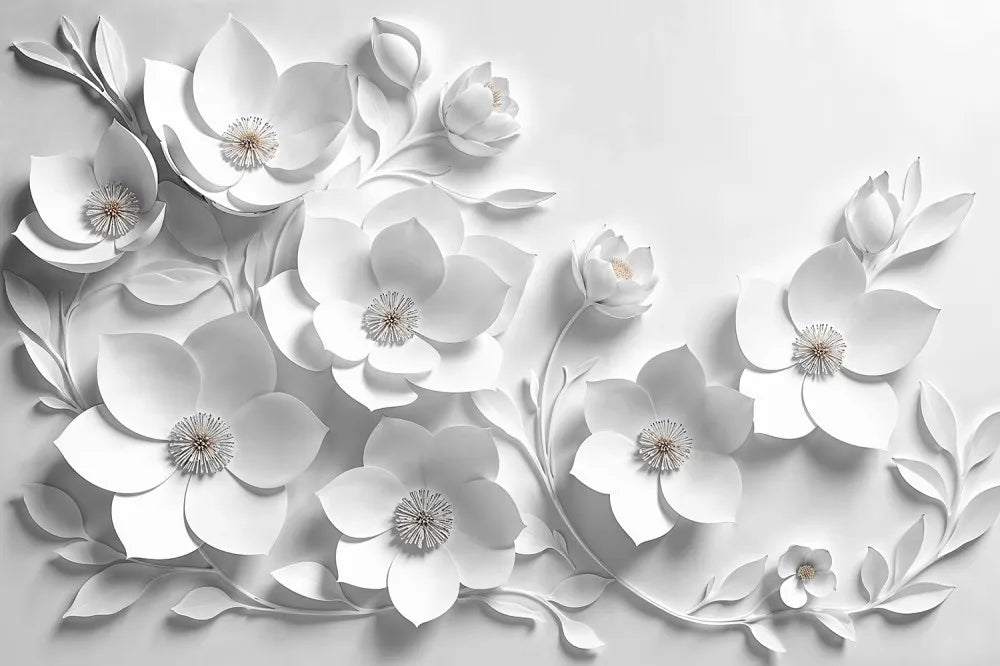 White wild flowers 3D
