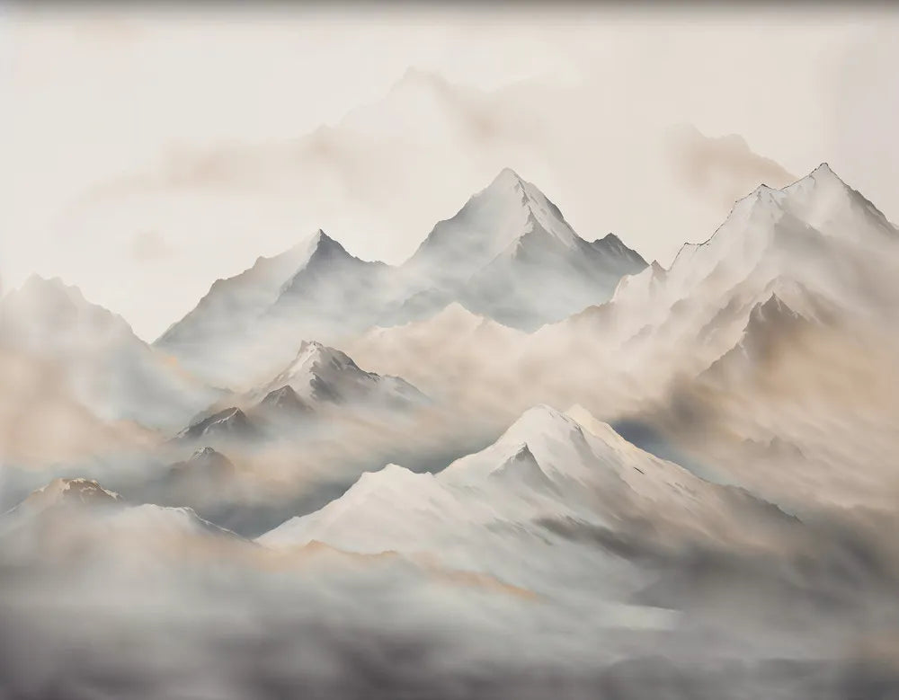 Bright mountains in fog