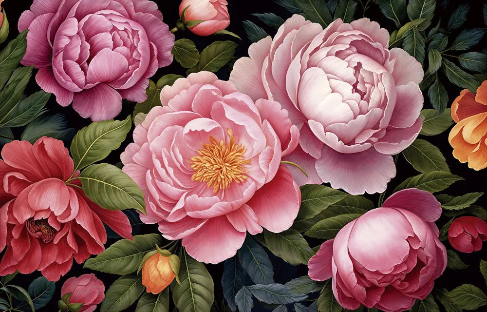 Luxurious pink peonies