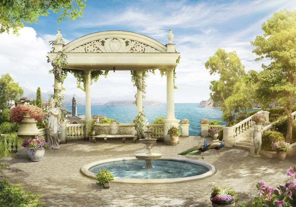 The fountain in the courtyard