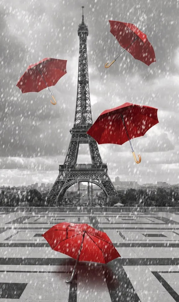 Eiffel tower and umbrellas
