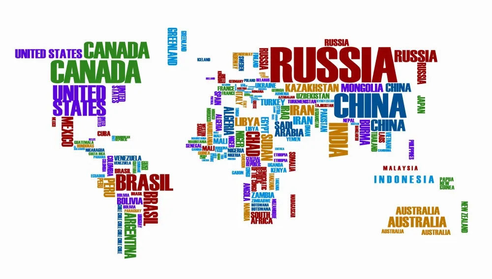 Map, country names