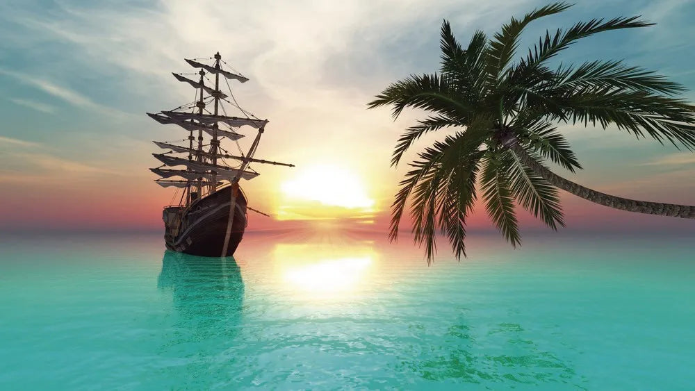 The ship and palm tree