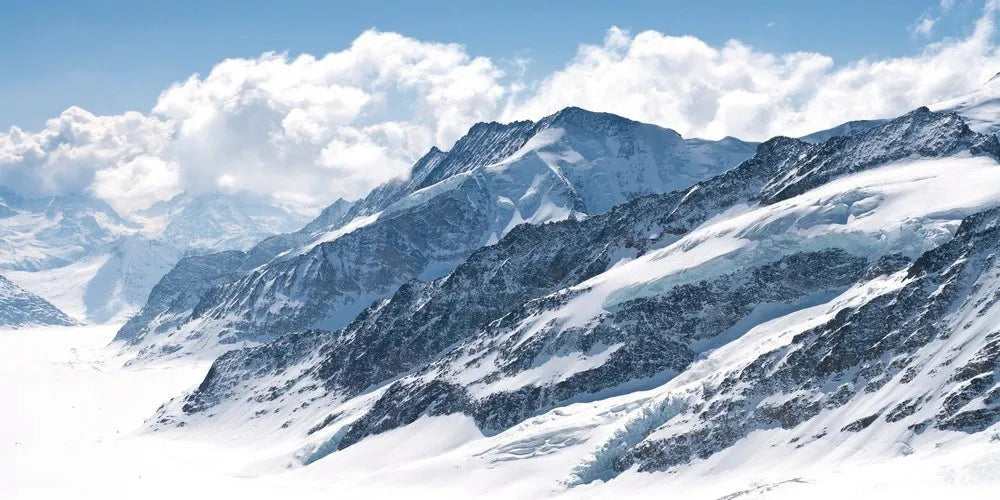 Rocks, mountains in the snow