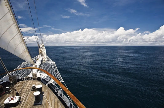 On the deck of a sailing ship