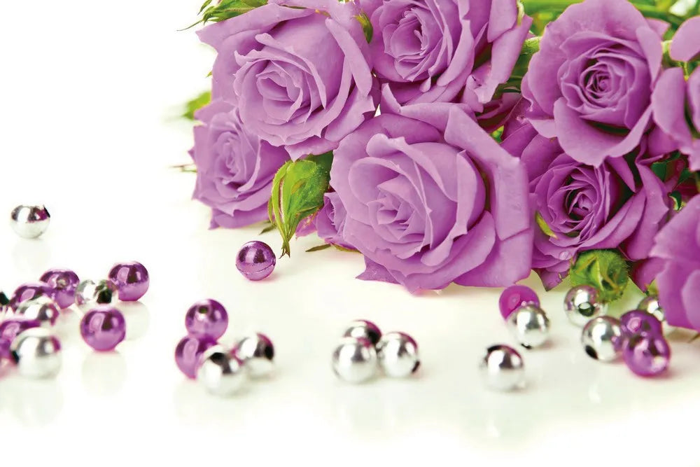 A bouquet of purple roses