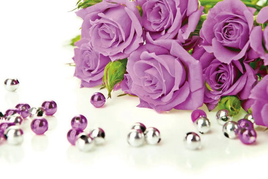 A bouquet of purple roses