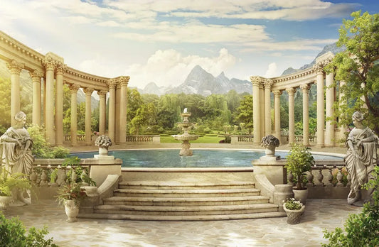 The fountain and statues