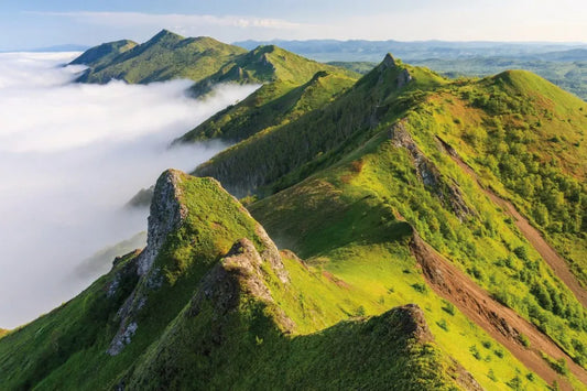 The clouds near the mountain range