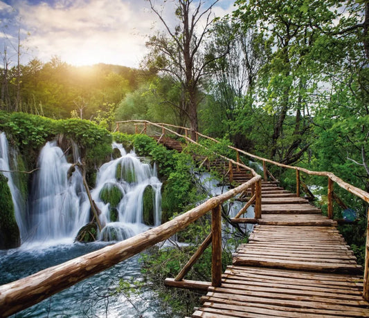 Suspension bridge near the waterfall