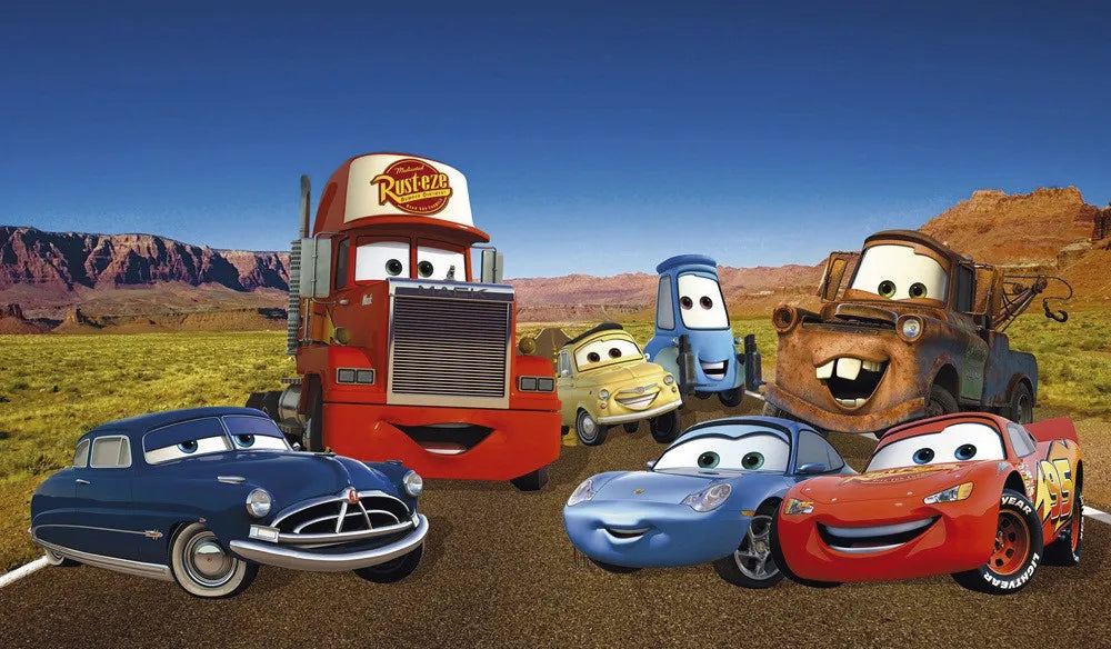 Cars against the background of mountains