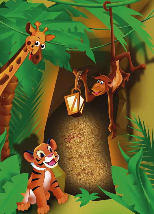 Giraffe, monkey, tiger