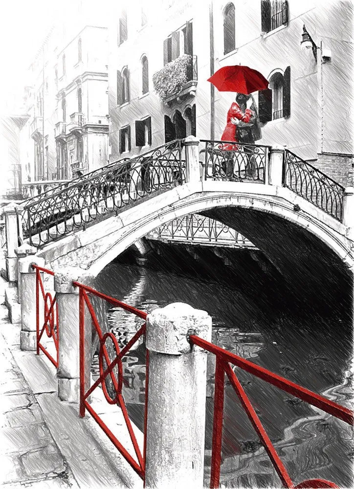 Couple on a bridge, drawing