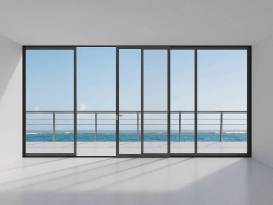 A balcony with sea views