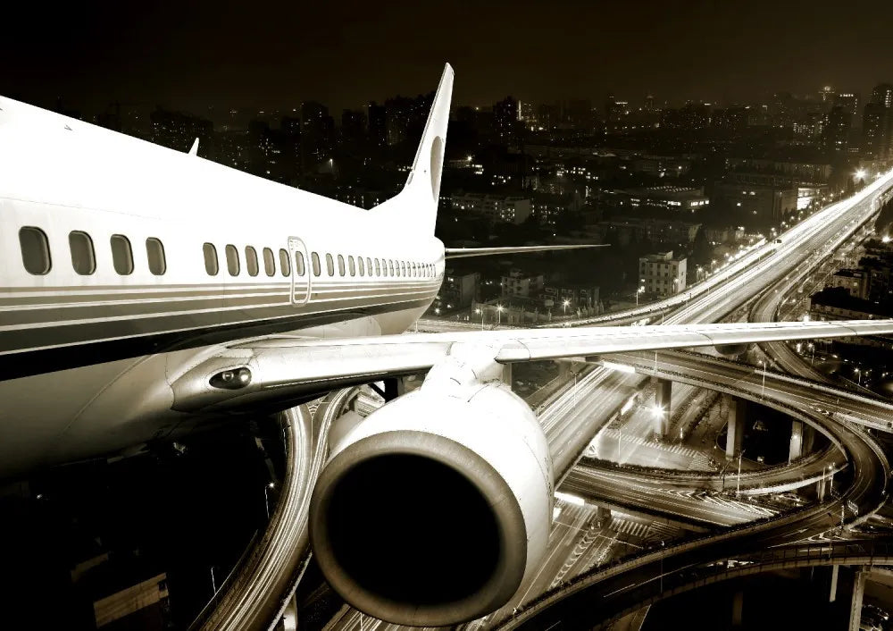 Plane over the city