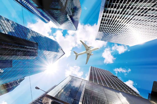 Plane over the city