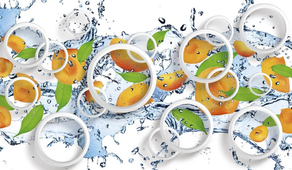 Apricots in water, 3D